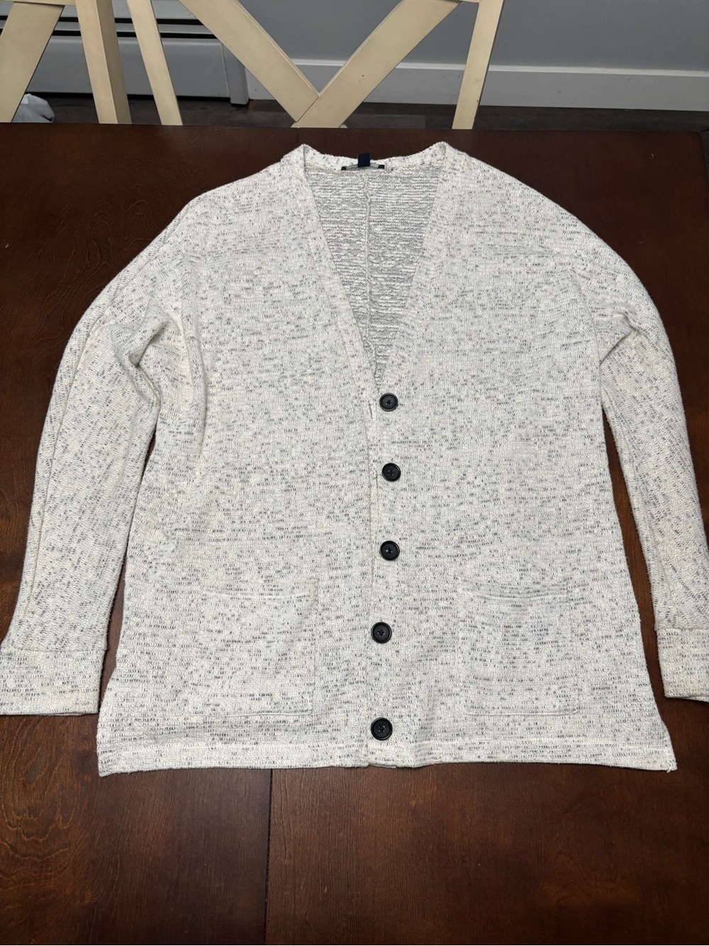American Eagle Outfitters Cream Speckled Button Cardigan
